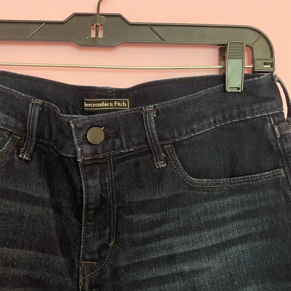 Abercrombie High Rise Midi Denim Short